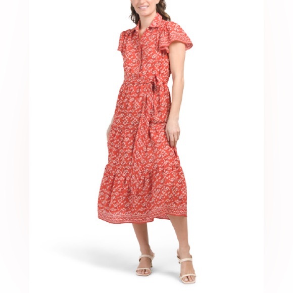 Max Studio Short Sleeve Floral Midi Dress, XS - Picture 4 of 4